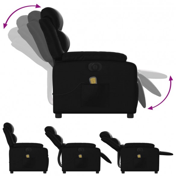 Fauteuil de massage inclinable électrique noir similicuir