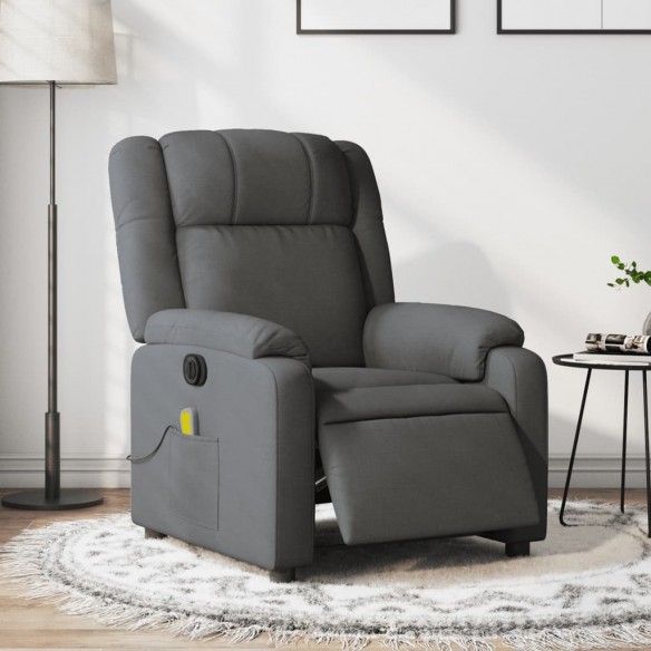 Fauteuil inclinable de massage électrique gris foncé tissu