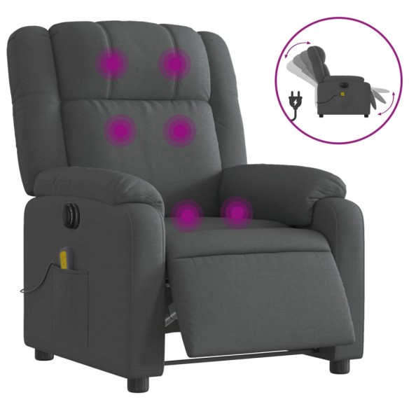 Fauteuil inclinable de massage électrique gris foncé tissu