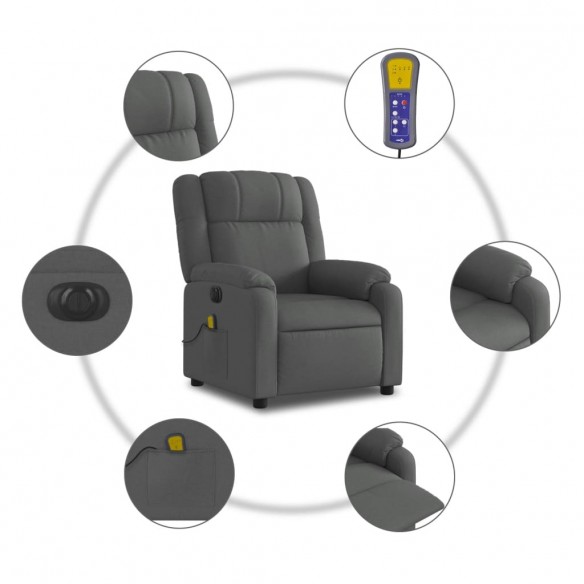 Fauteuil inclinable de massage électrique gris foncé tissu