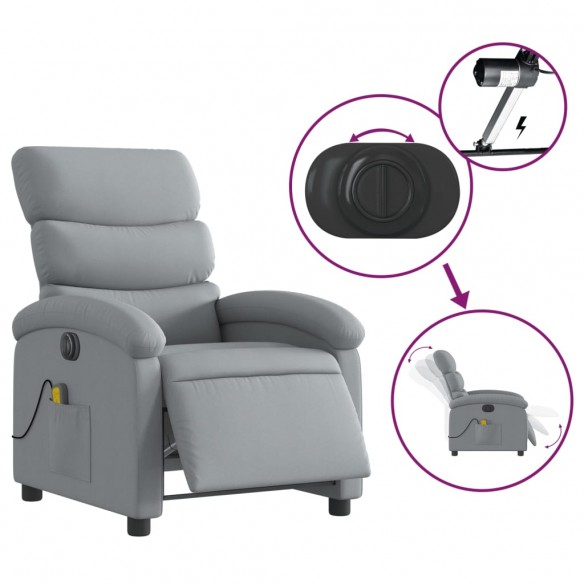 Fauteuil de massage inclinable électrique gris clair tissu