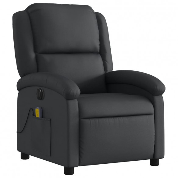 Fauteuil de massage inclinable électrique noir cuir véritable