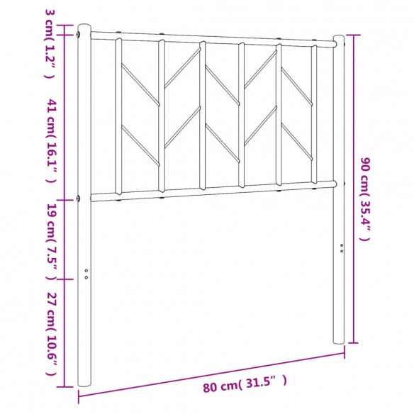 Tête de lit métal blanc 75 cm