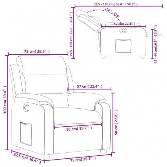 Fauteuil inclinable Taupe Tissu