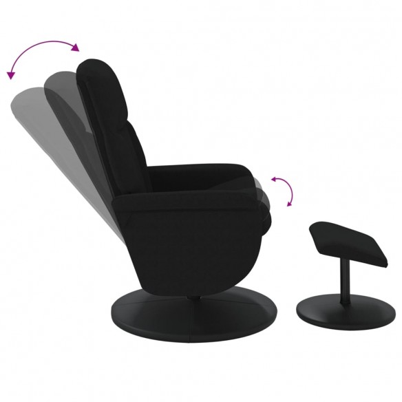 Fauteuil inclinable avec repose-pied noir velours