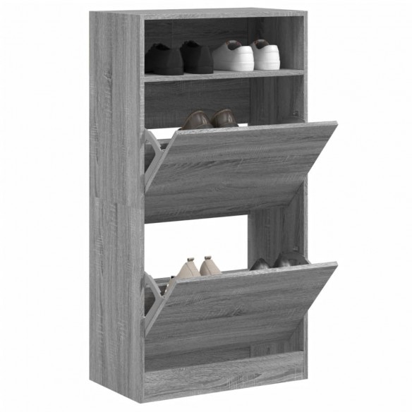 Armoire à chaussures Sonoma gris 60x34x116 cm Bois d'ingénierie