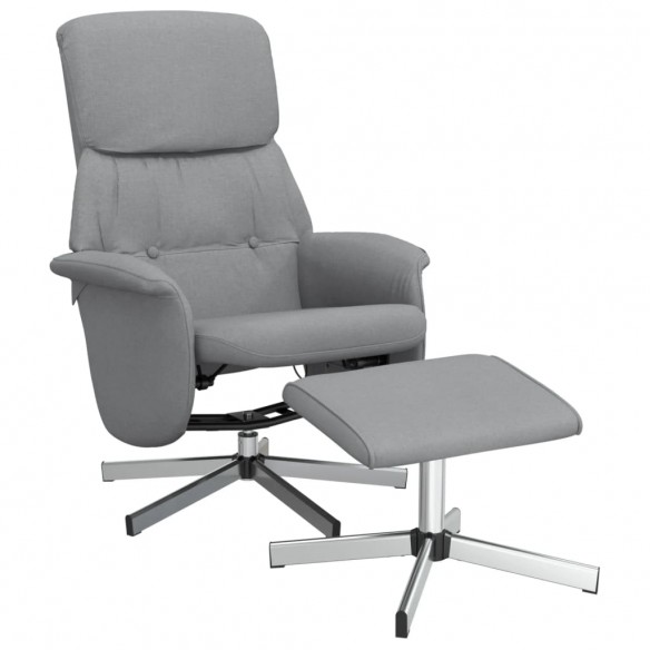 Fauteuil inclinable avec repose-pied gris clair tissu