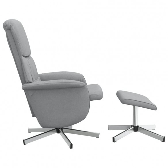 Fauteuil inclinable avec repose-pied gris clair tissu