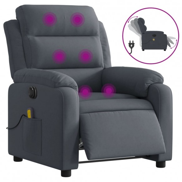 Fauteuil inclinable de massage électrique gris foncé velours