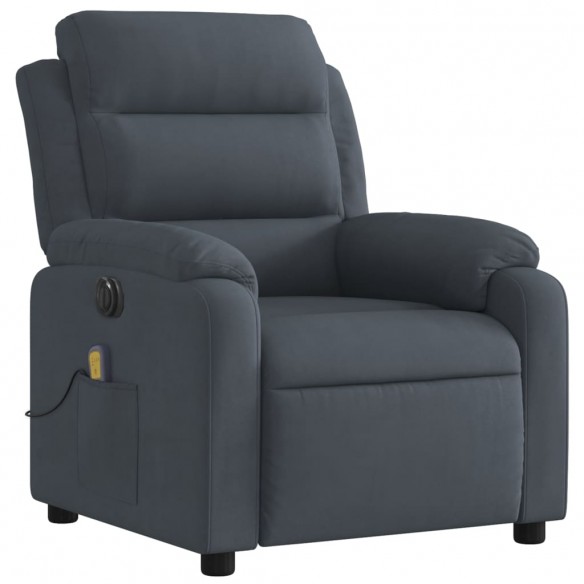 Fauteuil inclinable de massage électrique gris foncé velours