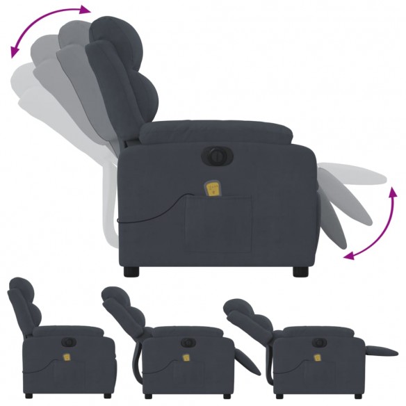 Fauteuil inclinable de massage électrique gris foncé velours