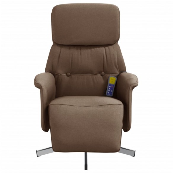 Fauteuil inclinable de massage avec repose-pieds marron tissu