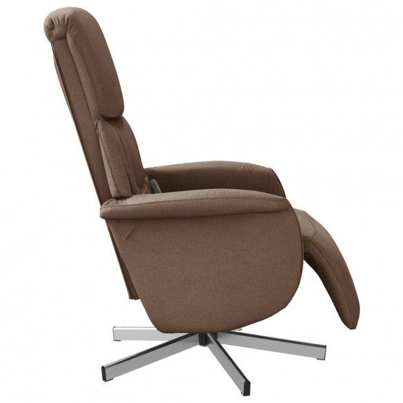 Fauteuil inclinable de massage avec repose-pieds marron tissu