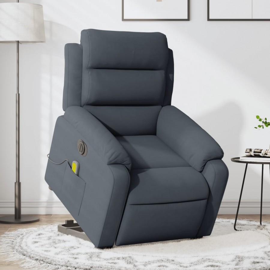 Fauteuil inclinable de massage électrique gris foncé velours