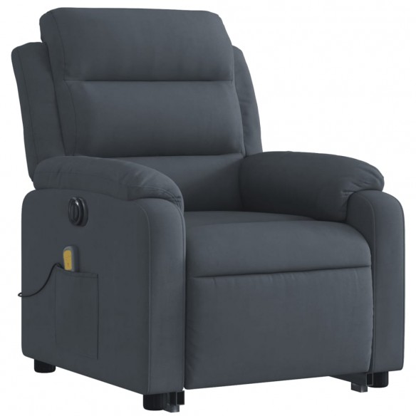 Fauteuil inclinable de massage électrique gris foncé velours