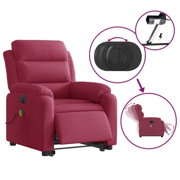 Fauteuil inclinable de massage électrique rouge bordeaux