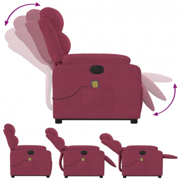 Fauteuil inclinable de massage électrique rouge bordeaux