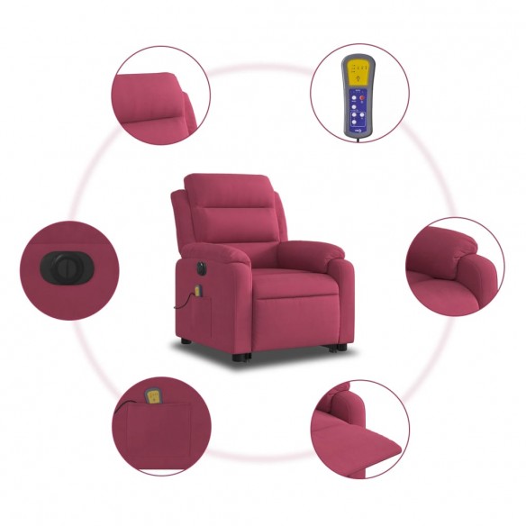 Fauteuil inclinable de massage électrique rouge bordeaux