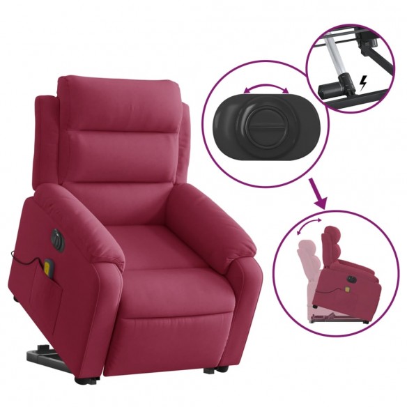 Fauteuil inclinable de massage électrique rouge bordeaux