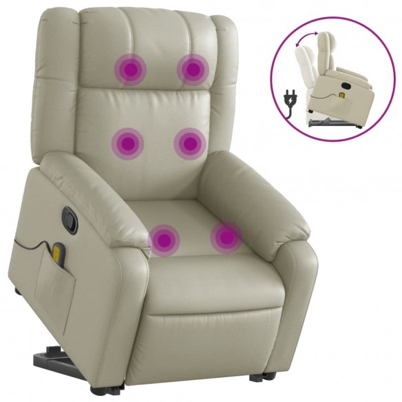 Fauteuil inclinable de massage Crème Similicuir