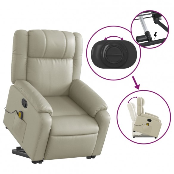 Fauteuil inclinable de massage Crème Similicuir