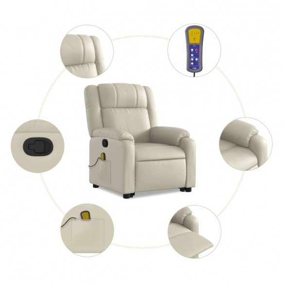 Fauteuil inclinable de massage Crème Similicuir