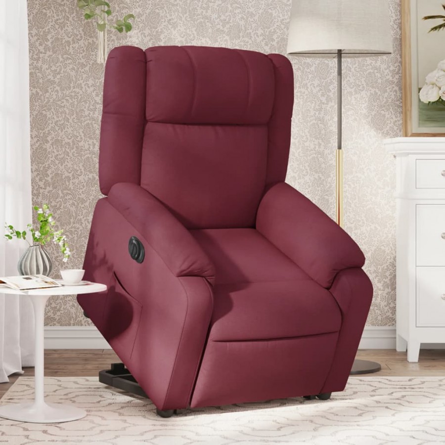 Fauteuil inclinable électrique rouge bordeaux tissu