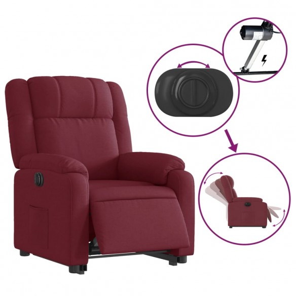 Fauteuil inclinable électrique rouge bordeaux tissu