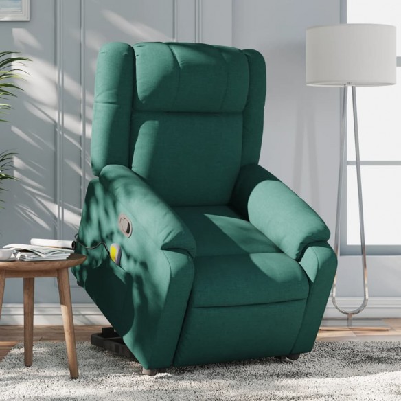 Fauteuil inclinable de massage Vert foncé Tissu