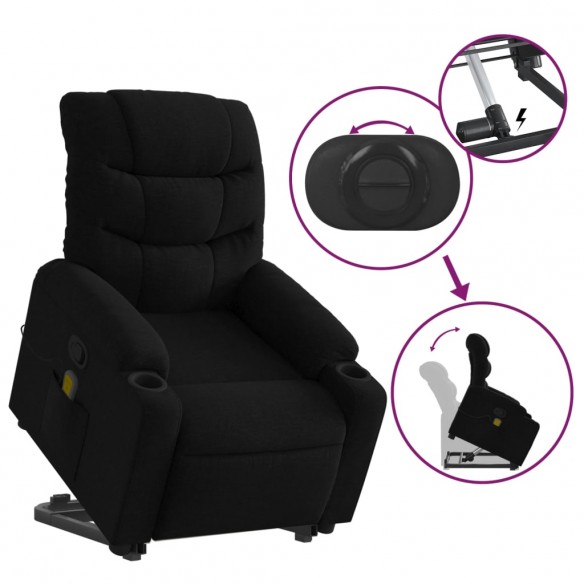 Fauteuil de massage inclinable Noir Tissu