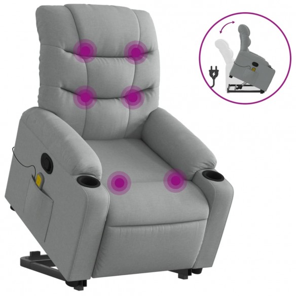 Fauteuil de massage inclinable Gris clair Tissu