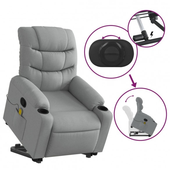 Fauteuil de massage inclinable Gris clair Tissu