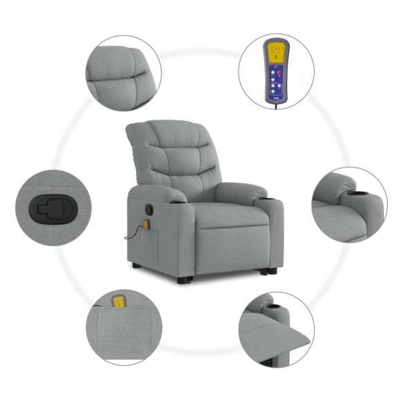 Fauteuil de massage inclinable Gris clair Tissu