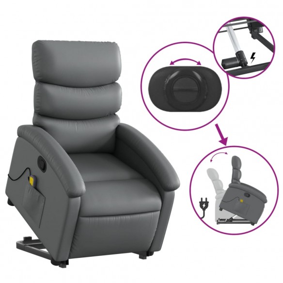 Fauteuil inclinable de massage Gris Similicuir