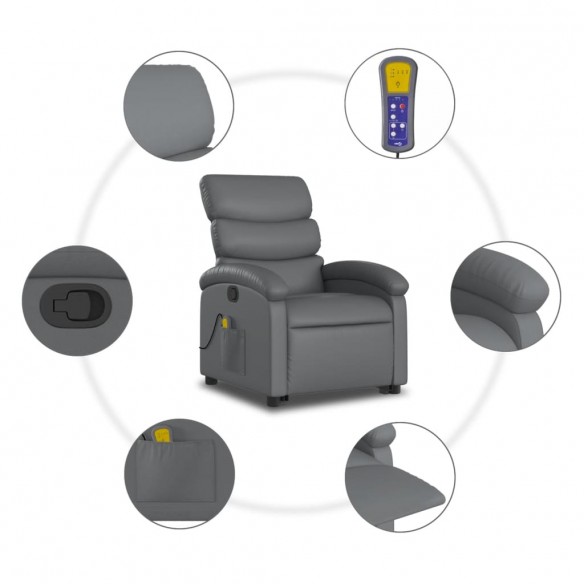 Fauteuil inclinable de massage Gris Similicuir