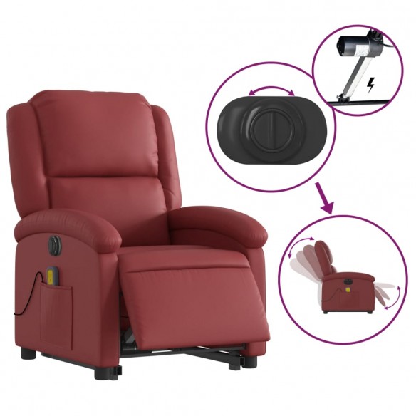 Fauteuil inclinable de massage électrique rouge bordeaux