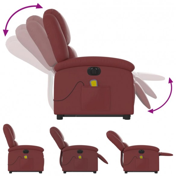 Fauteuil inclinable de massage électrique rouge bordeaux