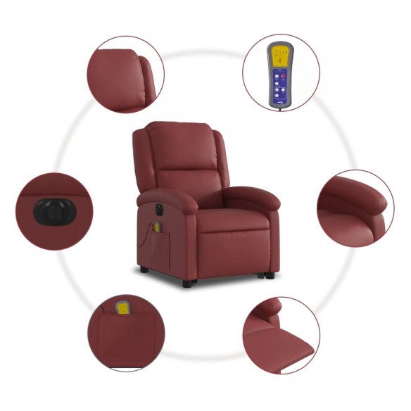 Fauteuil inclinable de massage électrique rouge bordeaux