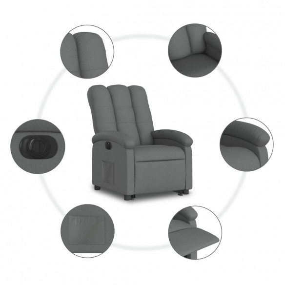 Fauteuil inclinable électrique gris foncé tissu