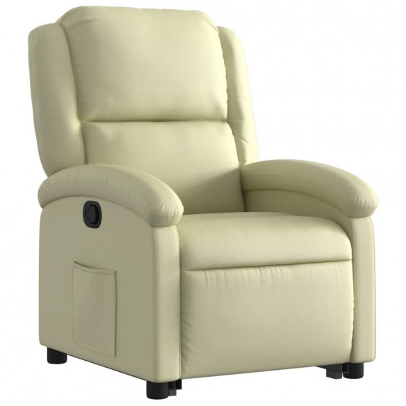 Fauteuil inclinable crème cuir véritable