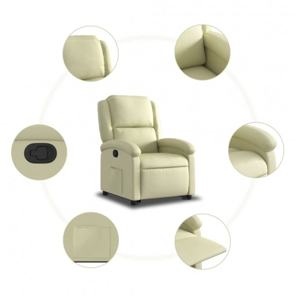 Fauteuil inclinable crème cuir véritable