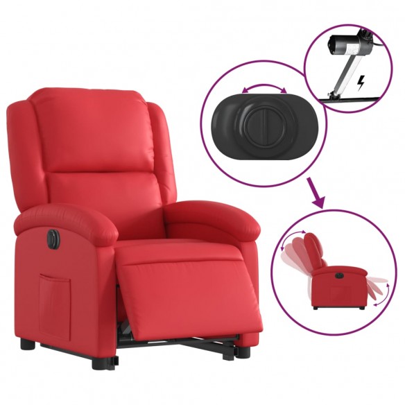 Fauteuil inclinable électrique rouge similicuir