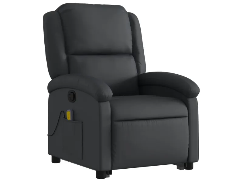 Fauteuil inclinable de massage noir cuir véritable