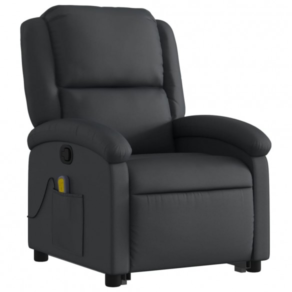 Fauteuil inclinable de massage noir cuir véritable