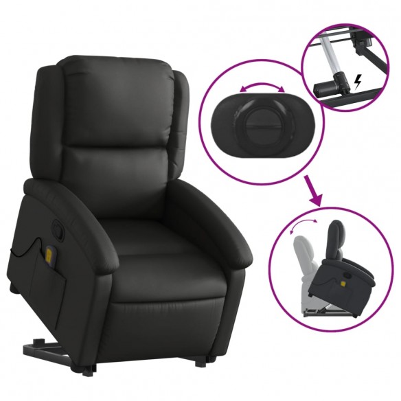 Fauteuil inclinable de massage noir cuir véritable