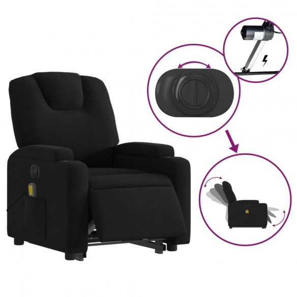 Fauteuil inclinable de massage électrique Noir Tissu