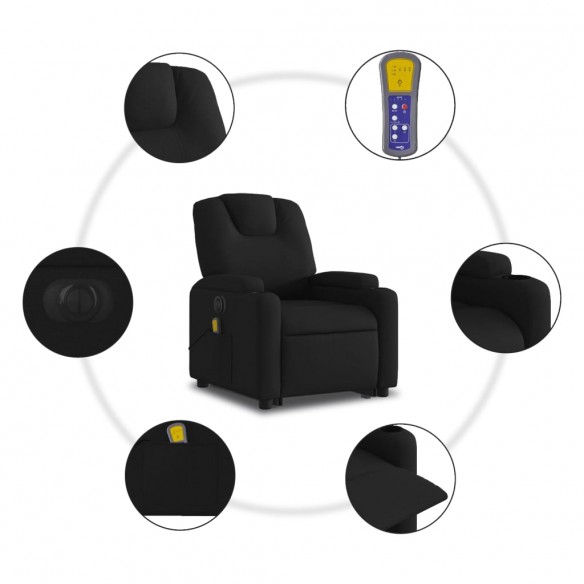 Fauteuil inclinable de massage électrique Noir Tissu