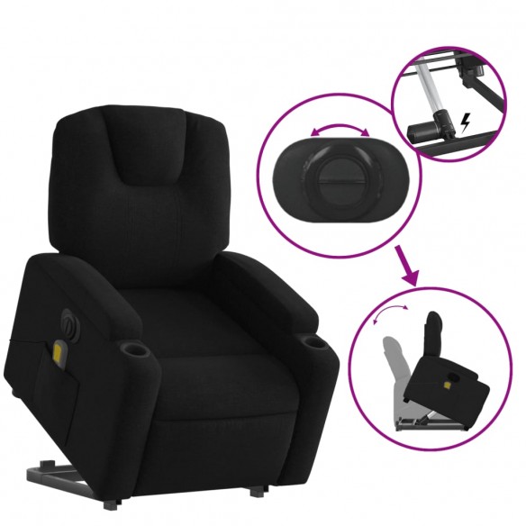 Fauteuil inclinable de massage électrique Noir Tissu