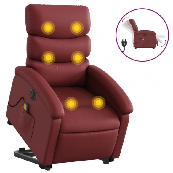 Fauteuil inclinable de massage électrique rouge bordeaux