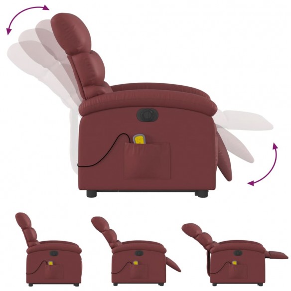 Fauteuil inclinable de massage électrique rouge bordeaux